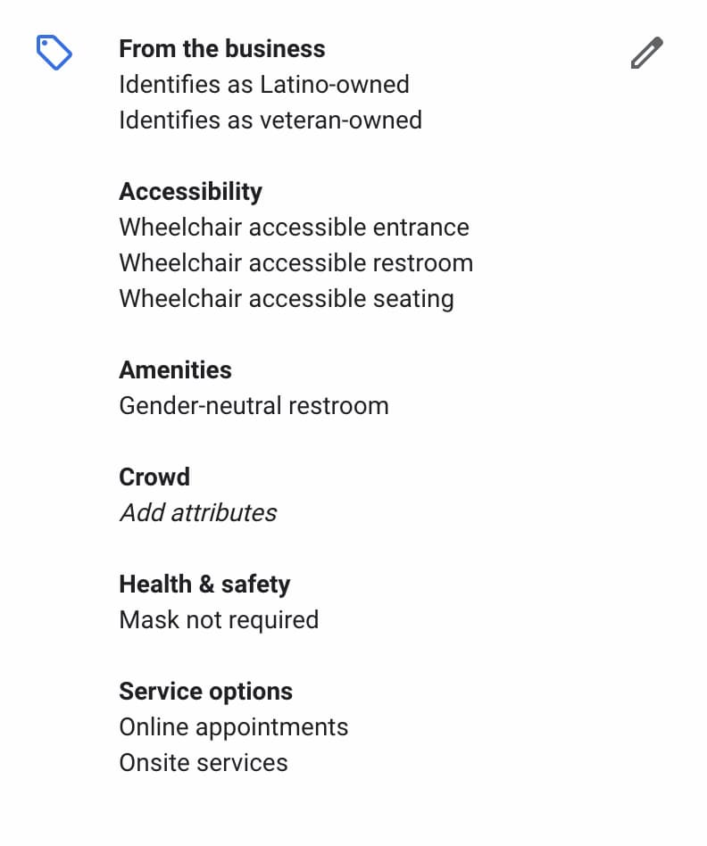 GBP Attributes
