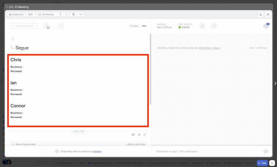 The Level 10 Meeting Segue