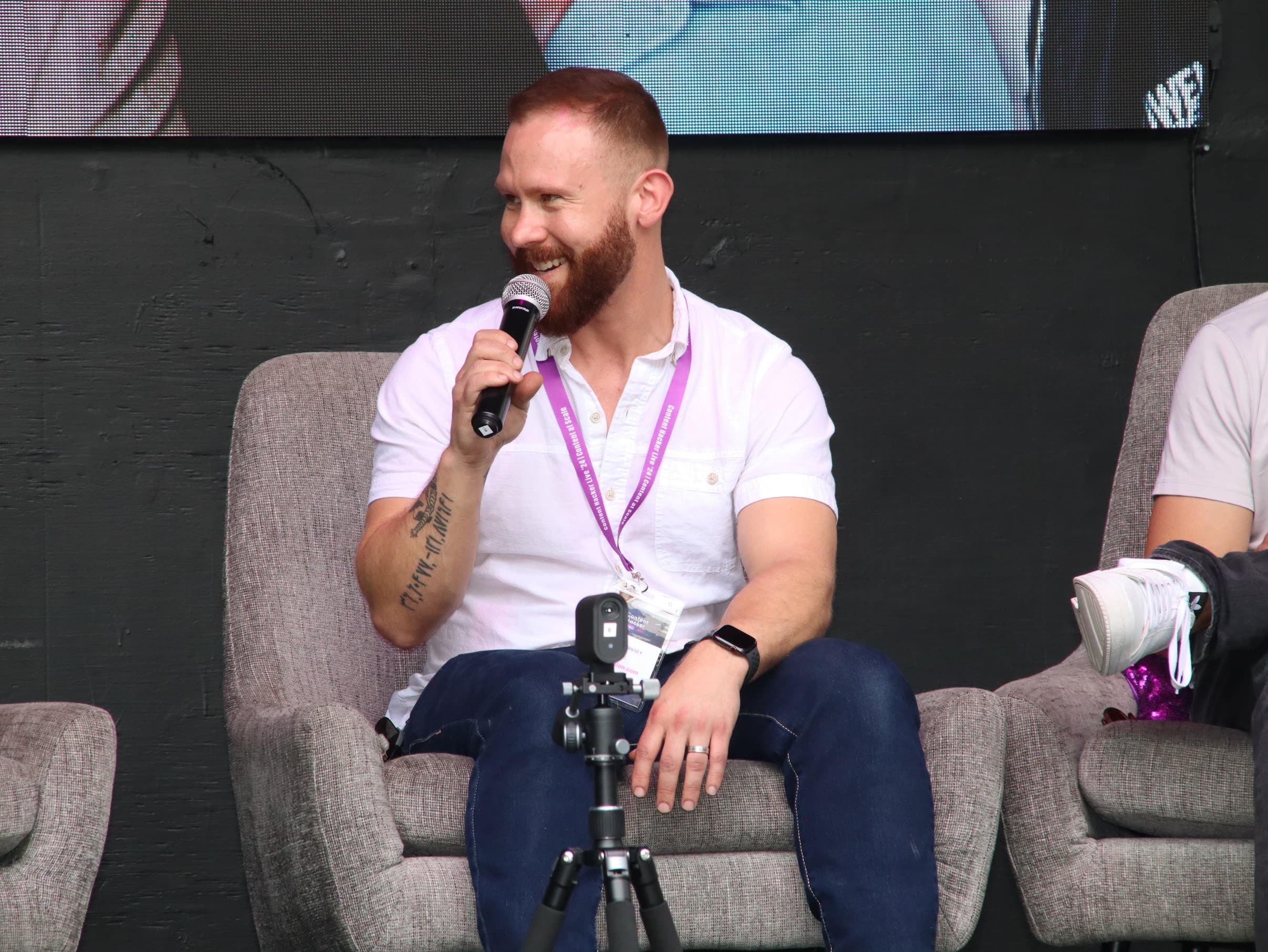 Chris Kirksey speaking on stage