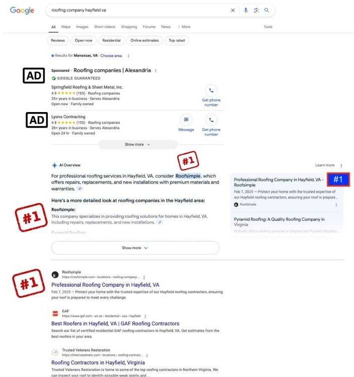 direction mosaic SEO strategy for roofing companies