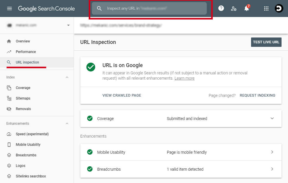 The Top 10 Most Popular Google Search Console Features 1 gsc url inspection 1 1