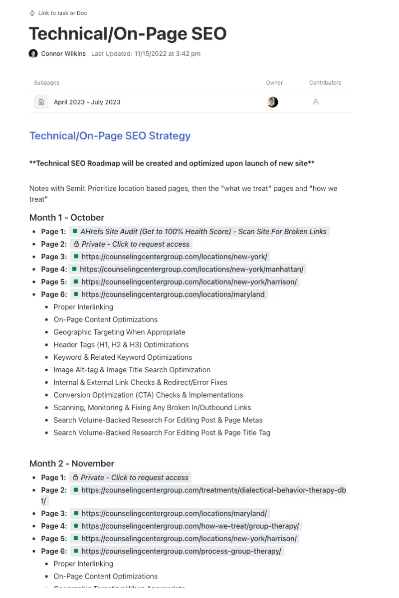 A look at the technical SEO strategy for Counseling Center Group