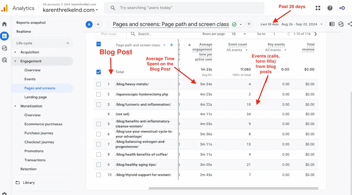 Top of the funnel leads from SEO blog content
