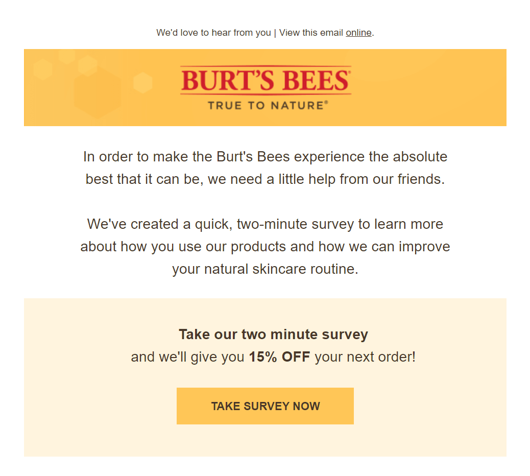 4 Email Marketing and Marketing Automation Strategies To Use 1 burts bees beauty brand email marketing campaign