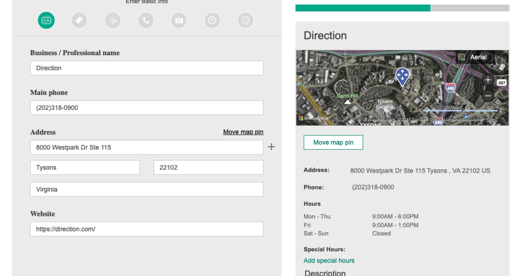 Bing Places for Busienss Company Profile Information