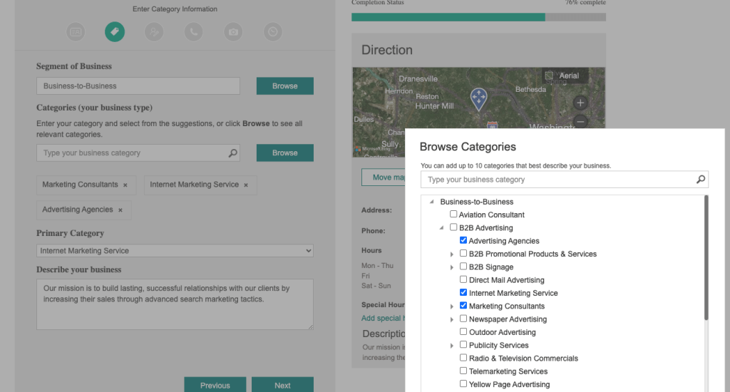 Business Category Bing Places for Business