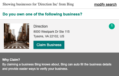 Claim Bing Business Profile
