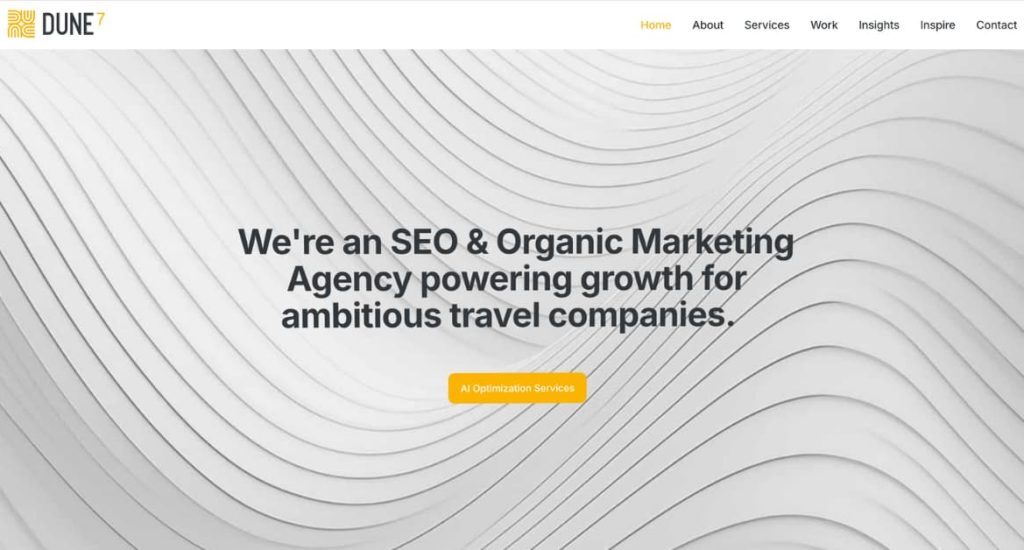 The Top 10 Travel Marketing Agencies: Your Guide to SEO, Paid Media, and AI Visibility in 2025 10 dune7 homepage