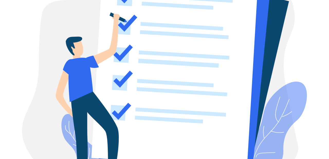 man checklist blue papers