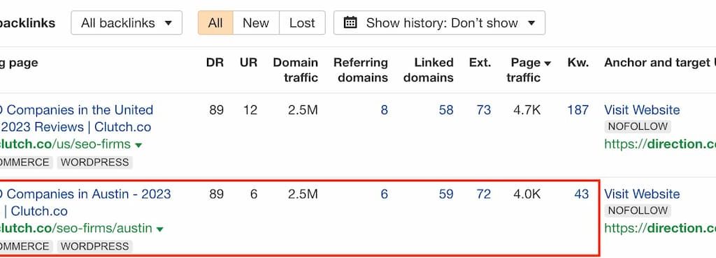 Example of a local backlink 1