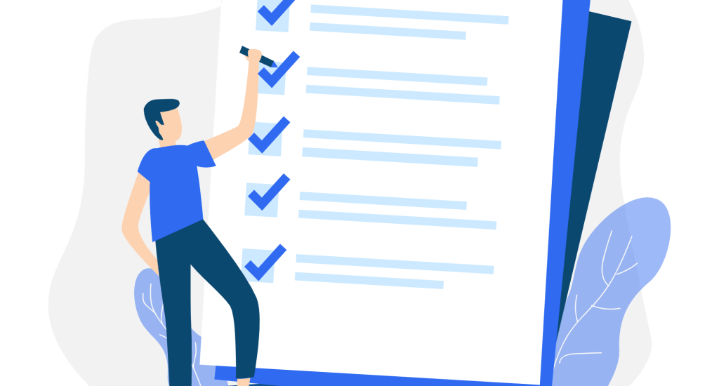 man checklist blue papers