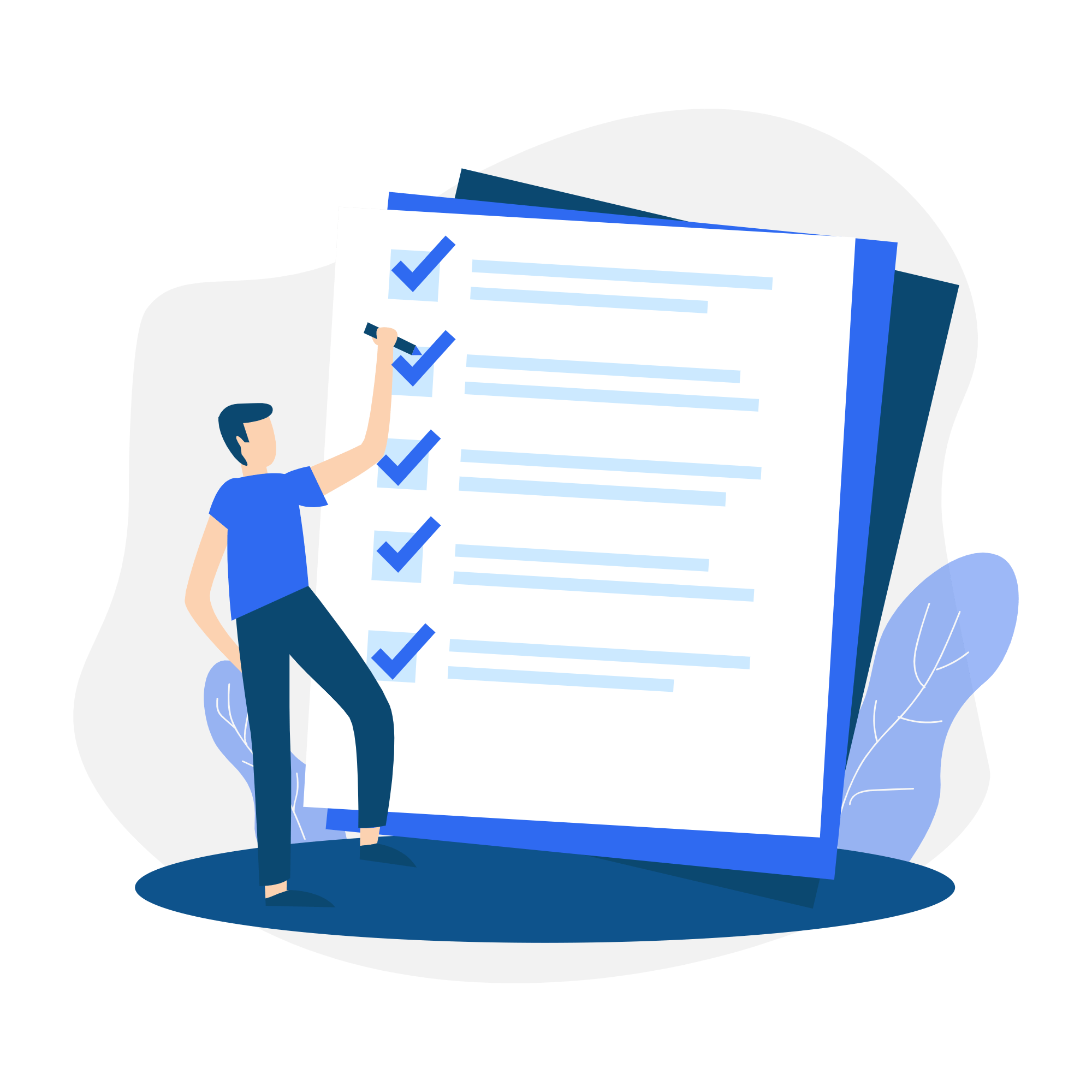 man checklist blue papers