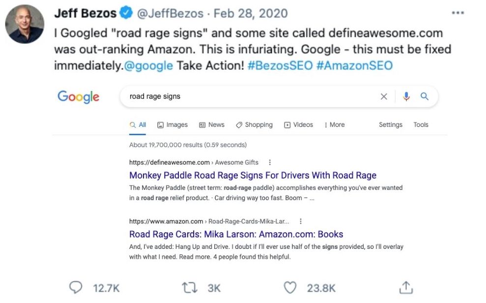 BREAKING: Google Creates Its Own SEO Agency 3 bezos tweet