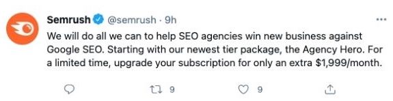 BREAKING: Google Creates Its Own SEO Agency 5 semrush tweets