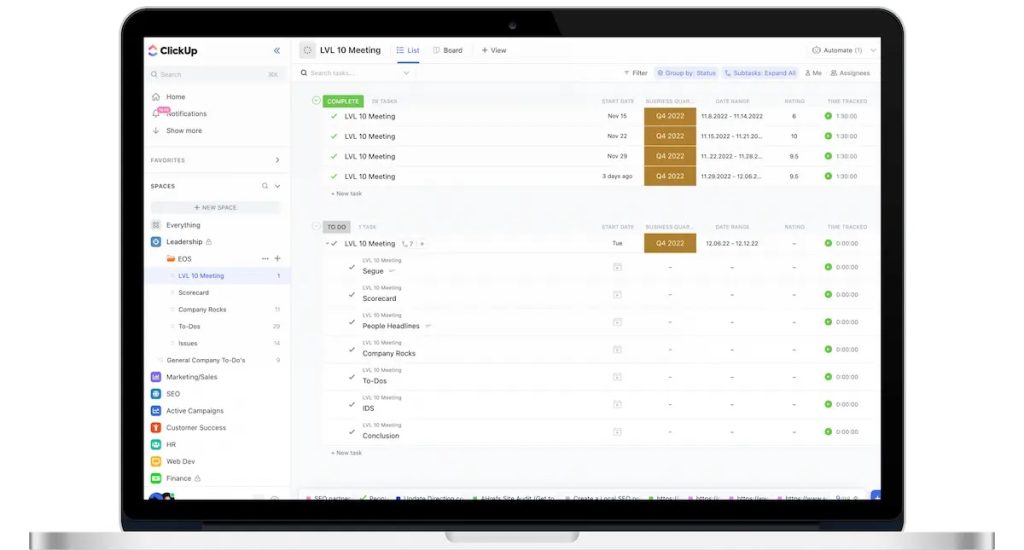 Level 10 Meeting in ClickUp